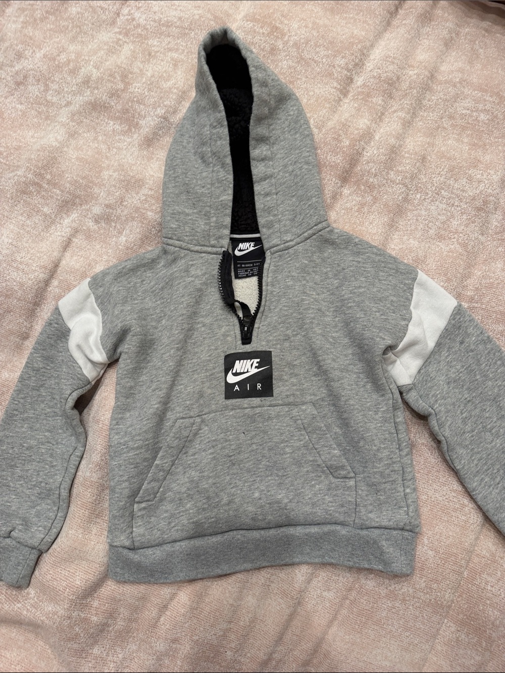 Nike Grey and White Kids Pullover Hoodie